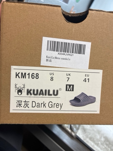 Condition photo showing New/Like New for KuaiLu Mens Recovery Sandals Orthotic Arch Support Open Toe Sport Slides Thick Cushion Orthopedic Plantar Fasciitis Slip On Wide Width Summer Pool Beach Waterproof