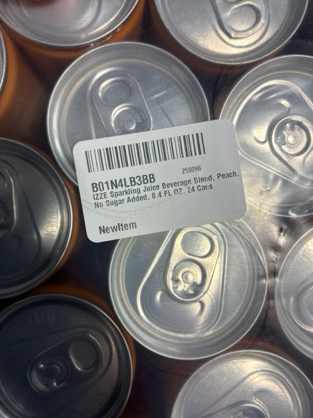 Condition photo showing New/Like New for IZZE Sparkling Juice Beverage Blend, Peach, No Sugar Added, 8.4 FL OZ, 24 Cans Peach 8.4 Fl Oz (Pack of 24)