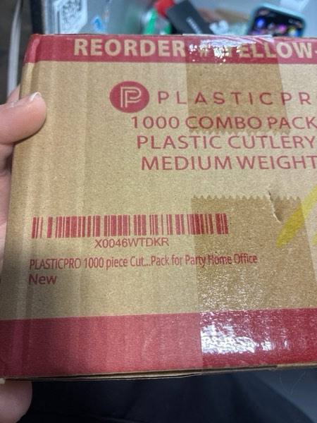 Condition photo showing New/Like New for PLASTICPRO 1000 piece Cutlery Combo set of Yellow Plastic Forks, Spoons, and Knives Disposable Colored Cutlery Bulk Pack Variety Pack for Party Home Office