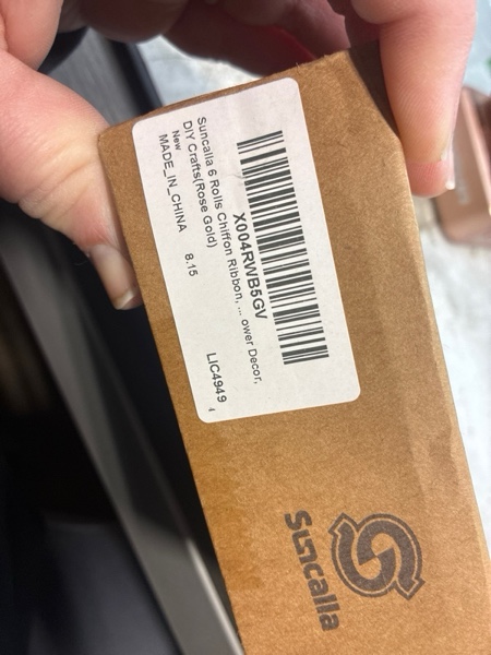 Condition photo showing New/Like New for Suncalla 30 Yards Shimmery Chiffon Silk Ribbons for Xmas Tree Decoration Wedding Decor Invitations Bridal Flower Bouquets Gift Wrapping DIY Crafts(Rose Gold)