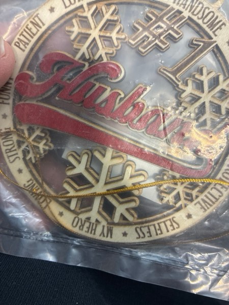 Condition photo showing New/Like New for #1 Husband Wooden Christmas Ornament – Rustic Holiday Tree Hanging Decoration, Romantic Xmas Gift for Husband, Anniversary or Stocking Stuffer Keepsake