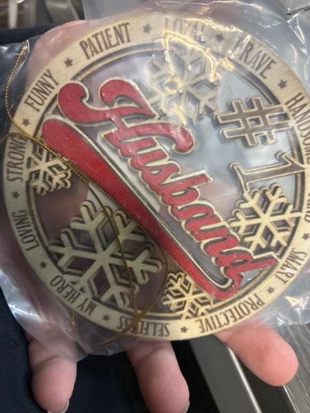 Condition photo showing New/Like New for #1 Husband Wooden Christmas Ornament – Rustic Holiday Tree Hanging Decoration, Romantic Xmas Gift for Husband, Anniversary or Stocking Stuffer Keepsake