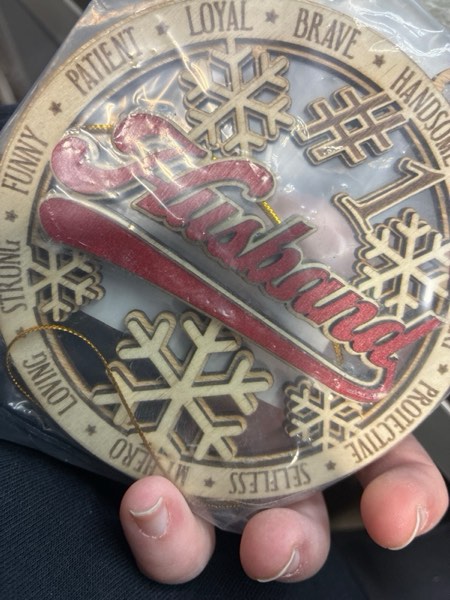 Condition photo showing New/Like New for #1 Husband Wooden Christmas Ornament – Rustic Holiday Tree Hanging Decoration, Romantic Xmas Gift for Husband, Anniversary or Stocking Stuffer Keepsake