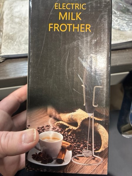 Condition photo showing New/Like New for Milk Frother Wand - Powerful Electric Hand Whisk and Mini Blender for Coffee, Matcha and Protein Shakes - Includes 2 AA Batteries - Durable, Easy to Clean and Fast Frother (Black)