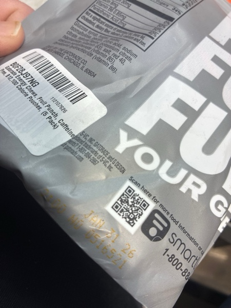 Condition photo showing New/Like New for Gatorade Energy Chews, Fruit Punch, Caffeine Free, B12,100 Calorie Pouches, (5 Pack) Fruit Punch 1 Count (Pack of 5)