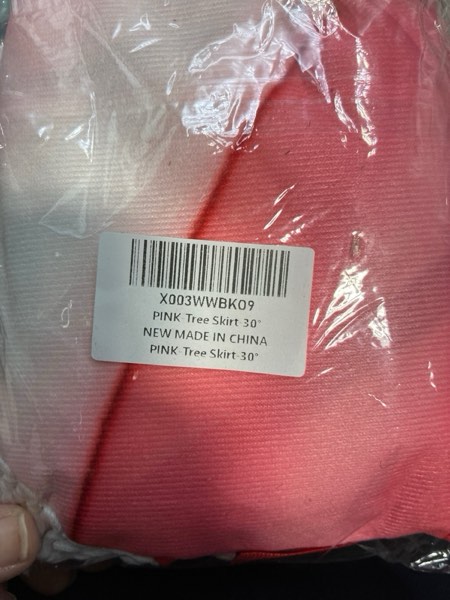 Condition photo showing New/Like New for Pink Spiral Christmas Tree Skirt Gorgeous Edge Tassel Lace for 30" Xmas Ornaments Decoration