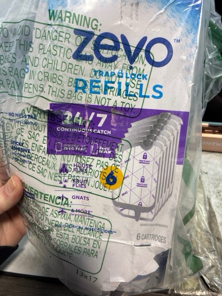 Condition photo showing New/Like New for Zevo Flying Insect Trap Official Refill Cartridges - Fits Both Zevo Trap & MAX Indoor Fly Trap - Authentic Trap+Lock Technology to Catch Gnats, House & Fruit Flys (6 Official Refill Cartridges) 6 Refill Cartridges