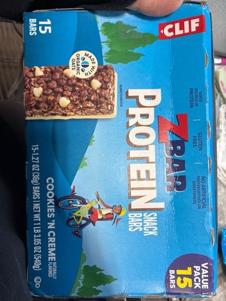 Condition photo showing New/Like New for CLIF Kid Zbar Protein - Cookies 'N Creme - Crispy Snack Bars - Made with Organic Oats - Non-GMO - 5g Protein - Gluten Free Protein Bars (15 Pack)