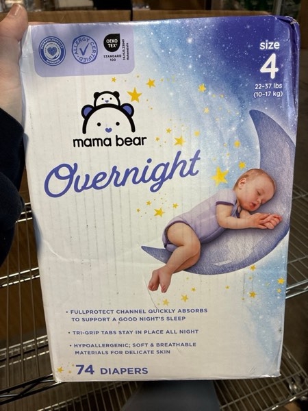 Condition photo showing New/Like New for Amazon Brand - Mama Bear Overnight Disposable Baby Diapers