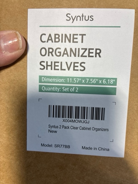Condition photo showing New/Like New for Syntus Clear Cabinet Organizer, Kitchen Shelf Organizers Set of 2 for Pantry Shelf, Plate & Spice Rack Organization