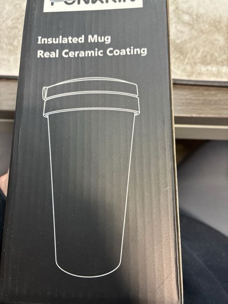 Condition photo showing New/Like New for Funkrin Insulated Coffee Mug with Ceramic Coating, 16oz Iced Coffee Tumbler Cup with Flip Lid and Handle, Double Wall Vacuum Leak-Proof Thermos Mug for Travel Office School Party Camping PurleRed