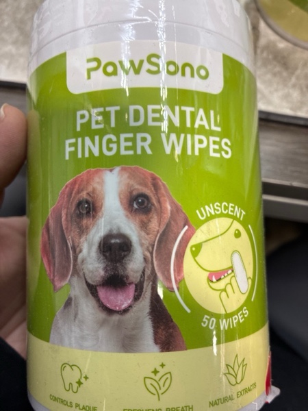 Condition photo showing New/Like New for Dog Teeth Cleaning Wipes, Fresh Breath Pet Dental Finger Wipes for Dogs & Cats, Dog Dental Wipes Teeth Wipes, Lick-Safe Pet Toothbrus for Easy Removal of Tartar Buildup, Unscented - 50 PCS