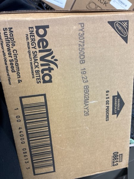 Condition photo showing New/Like New for belVita Energy Snack Bites, Maple, Cinnamon and Sunflower Seed, 5 oz Bag