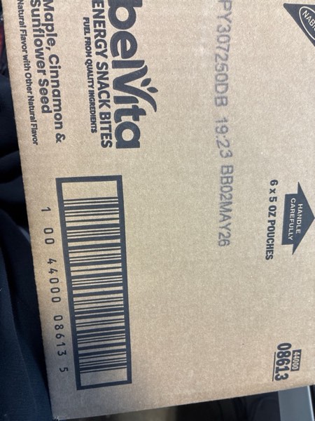 Condition photo showing New/Like New for belVita Energy Snack Bites, Maple, Cinnamon and Sunflower Seed, 5 oz Bag