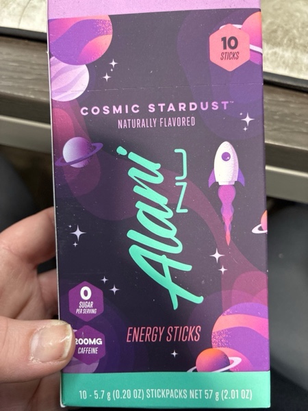Condition photo showing New/Like New for Alani Nu COSMIC STARDUST, Energy Sticks Drink Powder, 200mg Caffeine, Pre Workout Performance with Antioxidants, On-The-Go Drink Mix, Biotin, B Vitamins, Zero Sugar, 5 Calories, 10 Pack | 200mg Caffeine, with Antioxidants, On-The-Go Drink Mix, Biotin, B Vitamins