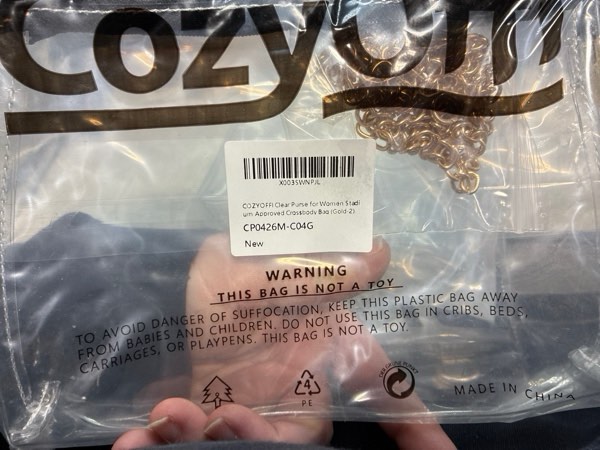 Condition photo showing New/Like New for Clear Bag Stadium Approved: Suit for Quick Security Check - Small Transparent Purse for Women C04-gold 2