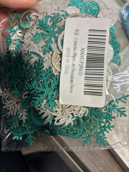 Condition photo showing New/Like New for 200pcs Snowflake Wedding Confetti for Tables, Blue and Silver Glitter Snow In Love, Snowflakes and Ring Confetti for Wedding Bachelorette Bridal Shower Engagement Party Decorations/Decor.