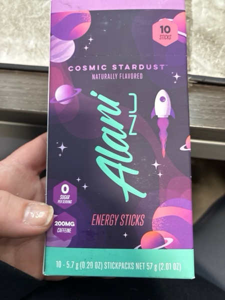 Condition photo showing New/Like New for Alani Nu COSMIC STARDUST, Energy Sticks Drink Powder, 200mg Caffeine, Pre Workout Performance with Antioxidants, On-The-Go Drink Mix, Biotin, B Vitamins, Zero Sugar, 5 Calories, 10 Pack | 200mg Caffeine, with Antioxidants, On-The-Go Drink Mix, Biotin, B Vitamins