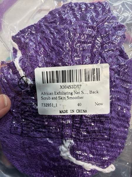 Condition photo showing New/Like New for African Exfoliating Net Sponge, African Bath Sponge, Purple Net Bath-Sponge, Nylon Bathing/Wash Nets, Scrubbing Long Nets Rag for Body Scrub, Back Scrub and Skin Smoother