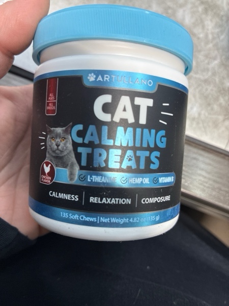 Condition photo showing New/Like New for Hemp Cat Calming Treats for Stress & Anxiety Relief - Cat & Kittens - Melatonin - Storm Anxiety, ?omposure, Grooming, Separation, Veterinary Visits, Travel Care - Calming Aid with Hemp Oil - 135 Chews