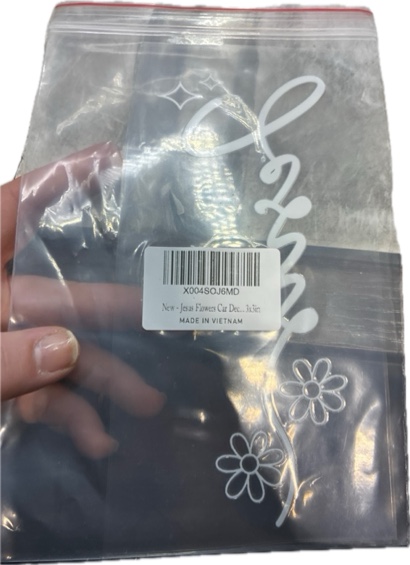 Condition photo showing New/Like New for Christian Decal (7x2.9 Inches) – “Jesus” Handwritten Script with Floral Snow Detail – Waterproof White Vinyl Sticker for Car Window, Laptop, Motorcycle – Removable Minimalist Faith Design