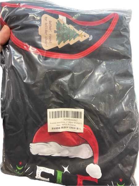 Condition photo showing New/Like New for Rnxrbb 2025 Matching Family Christmas Pajamas — Holiday Family Christmas Pjs Set — Sleepwear Christmas Jammies (Women Large, Black Eif Crew)