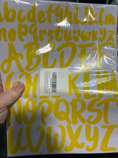 Condition photo showing New/Like New for LUTER 520 Pieces Vinyl Alphabet Stickers — 10 Sheets, 1 inch & 2-inch Capital Letter Stickers - Practical Self-Adhesive Letters for Crafts, Outdoor Signs, Poster, Mailbox, Windows, Car (Yellow)