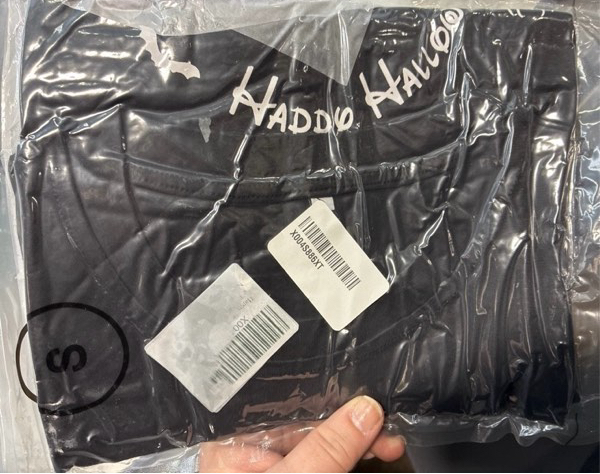 Condition photo showing New/Like New for Happy Halloween Shirt: Women’s Magical Halloween T-Shirt — Funny Spider Web Graphic Shirt, Spooky Season Tee Tops (Black, Small)