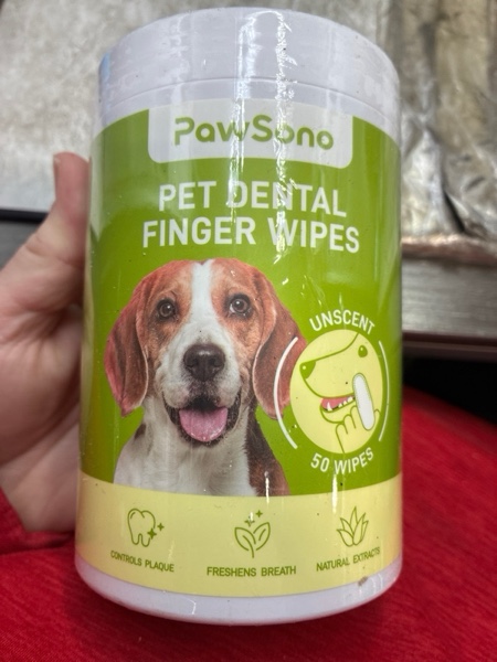 Condition photo showing New/Like New for Dog Teeth Cleaning Wipes, Fresh Breath Pet Dental Finger Wipes for Dogs & Cats, Dog Dental Wipes Teeth Wipes, Lick-Safe Pet Toothbrus for Easy Removal of Tartar Buildup, Unscented - 50 PCS