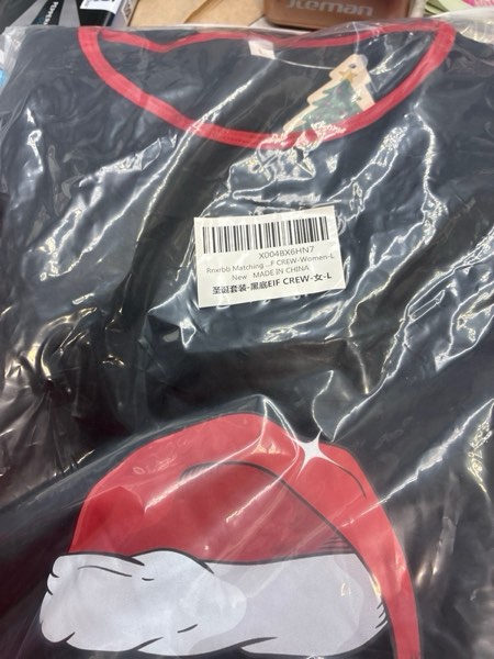 Condition photo showing New/Like New for Rnxrbb 2025 Matching Family Christmas Pajamas Holiday Family Christmas Pjs Set Sleepwear Xmas Jammies Men Women Kids Couples Women Large Black Eif Crew