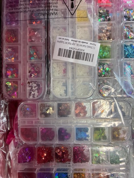 Condition photo showing New/Like New for Teenitor 12 Sheets Nail Art Sticker Self-Adhesive, Flower Nail Stickers 5D Embossed Nail Decals, 5 Boxes Nail Glitter Sequins Flakes, Nail Art Design Tools Self Adhesive Winter