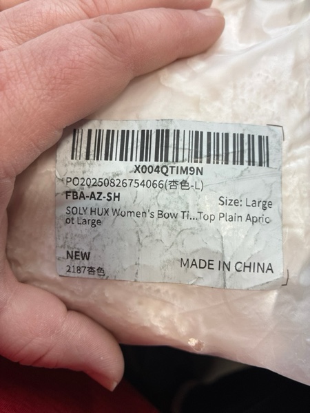 Condition photo showing New/Like New for (Large) SOLY HUX Women's Bow Tie Front Peplum Tank Tops Square Neck Sleeveless Summer Vacation Top Small Plain Apricot