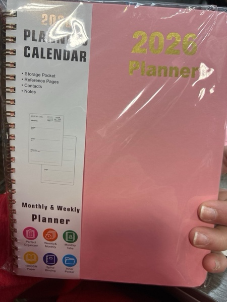 Condition photo showing New/Like New for Timart 2026 Planner, Weekly and Monthly Planner, January 2026 - December 2026 Agenda Book, Hardcover 2026 Calendar Planner Book with Tabs, Inner Pocket for Women, Perfect for Office School Home Supplies, A5 (6.3" x 8.5")-Pink Pink 6.3" x 8.5"