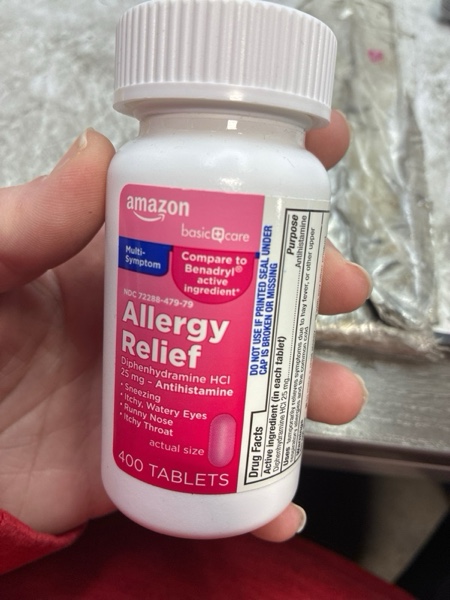 Condition photo showing New/Like New for Amazon Basic Care Complete Allergy Relief, Diphenhydramine HCl 25 mg, Relieves Symptoms, Antihistamine Tablets, 400 Count (Bb 2026/Dec) 