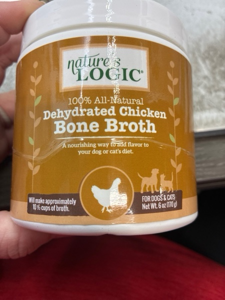 Condition photo showing New/Like New for Nature's Logic Dehydrated Bone Broth Powder - 100% Natural Dog & Cat Topper - Rich in Glucosamine & Chondroitin - Boosts Immune System - Gluten-Free, No Synthetic Ingredients - Chicken, 6oz (Bb 09/15/2025)