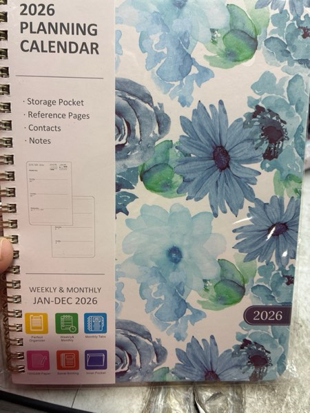 Condition photo showing New/Like New for 2026 Planner, Weekly and Monthly Calendar Planner, January - December 2026 Daily Agenda for Acadecmic Planning, School Office Supplies, Blue Blooms