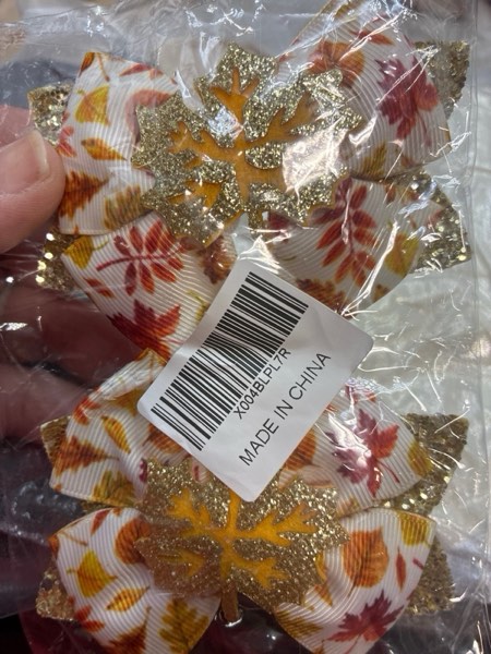 Condition photo showing New/Like New for 2Pcs Autumn Thanksgiving Hair Bow Clips Glitter Maple leaf Hair Bows Alligator Barrettes Cute Fall Leaves Hairpins Orange Ribbon Hairgrips Thanksgiving Hair Accessories Decoration for Girls Yellow