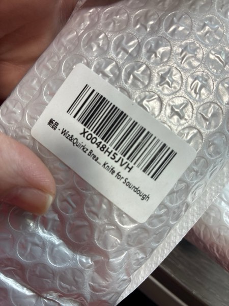 Condition photo showing New/Like New for Wiz&Quirkz Bread Bow Knife with Cover and Wood Sourdough Spatula, Walnut Handle Stainless Steel Serrated Bread Knife for Homemade Bread, Long Bread Cutter Knofe With scale