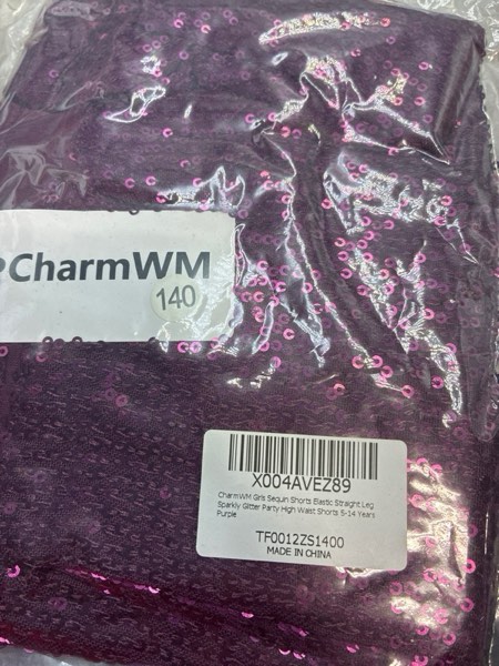 Condition photo showing New/Like New for (5-14 Years) Girls Sequin Shorts Elastic Straight Leg Sparkly Glitter Party High Waist Shorts 5-14 Years 9-10 Years Purple