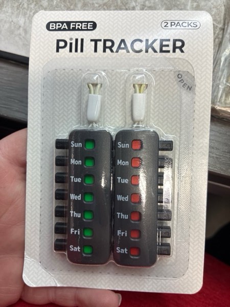 Condition photo showing New/Like New for PULIV Compact Pill Reminder, Reusable Pill Tracker Fits Most Bottles, Reusable Medication Tracker Without Repeated Filling, Anti-Slide Medication Reminder for Vitamin, Pet Meds, Pack of 2, Black Dark Black