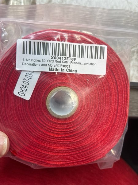 Condition photo showing New/Like New for 1-1/2 inches 50 Yard Red Satin Ribbon for Gift Wrapping, Wedding, Crafts, Christmas,Easter, Floral, Hair, Invitation Decorations and More Red 1-1/2 inches