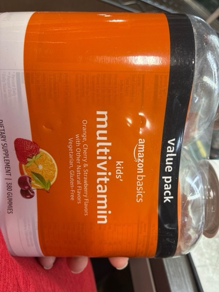 Condition photo showing New/Like New for Amazon Basics Kids' Multivitamin, 380 Gummies (2 per Serving), Cherry, Strawberry & Orange (Previously Solimo) 190 Count (Pack of 2)