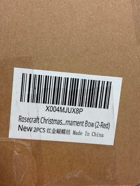 Condition photo showing New/Like New for RoseCraft 2PCS Red/Gold Christmas Bow, 9”x13” Large Velvet Christmas Tree Topper Bow Ornaments for Home Xmas Tree Wreath Fence Stairs Railing Fireplace Front Door Party Valentine's Day Decoration. 2-red