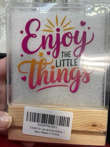 Condition photo showing New/Like New for Motivational Mental Health Gifts, Positive Affirmations Enjoy The Little Things, Motivational Acrylic Table Decor Gift for Girl Sister Friends, Bedroom Living Room Office Table Desk Decor