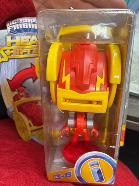 Condition photo showing New/Like New for DC Super Friends Fisher-Price Imaginext, Head Shifters The Flash Figure & Speed Force Cycle Transforming Vehicle for Pretend Play