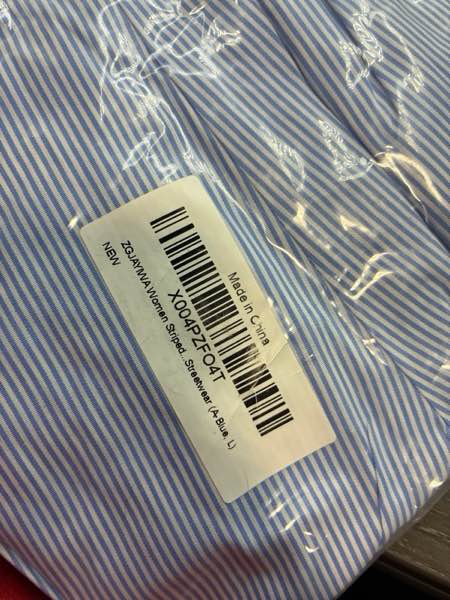 Condition photo showing New/Like New for ZGJAYIWA Women Striped Print Ruched Bandeau Top Shorts Set Sleeveless Strapless Tube Shirt Wide Leg Bottoms 2Pcs Streetwear A-blue Large