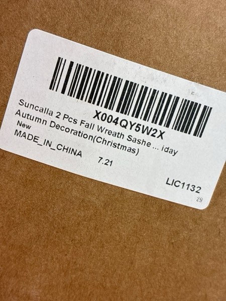 Condition photo showing New/Like New for Suncalla 2 Pcs Large Christmas Wreath Sashes for Front Door 23.6'' Joy Ribbon Bundle for Wreath with Bows, Bells & Signs Decorative Xmas Assorted Ribbon for Christmas Holiday Yard Porch Decoration