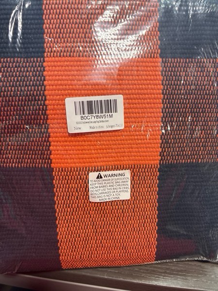 Condition photo showing New/Like New for KILOCOCO Halloween Doormat 2.3'x3.6' Buffalo Plaid Rug Outdoor Rugs for Thanksgiving Washable Fall Doormats Layered Front Door Mat for Porch/Farmhouse/Entryway/Patio Orange Rugs Christmas Decor 2'4" x 3'7" (Rectangular) Orange and Black