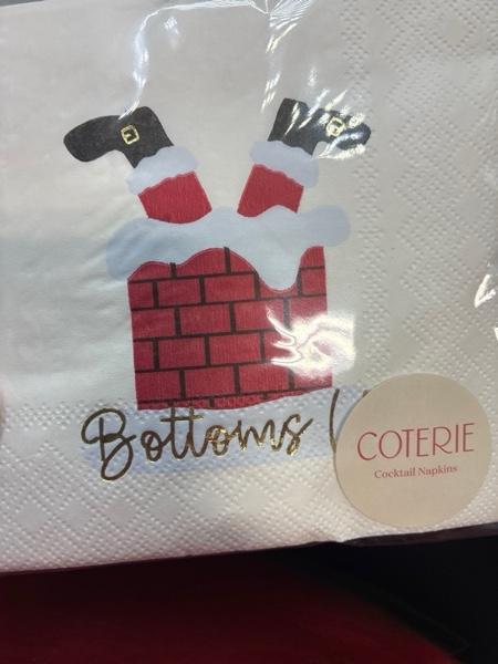 Condition photo showing New/Like New for Coterie Holiday Santa Cocktail Napkins (Set of 20) - Christmas Cocktail Napkins, Fun Cocktail Napkins, Funny Paper Napkins, Witty Holiday Napkins | 5" Paper Napkins