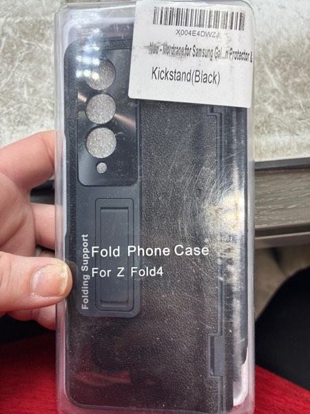 Condition photo showing New/Like New for for Samsung Galaxy Z-Fold-4 Case: Leather Protective with S Pen Holder | Shockproof Comfortable Grip Case with Hinge Protection & Screen Protector & Kickstand(Black)